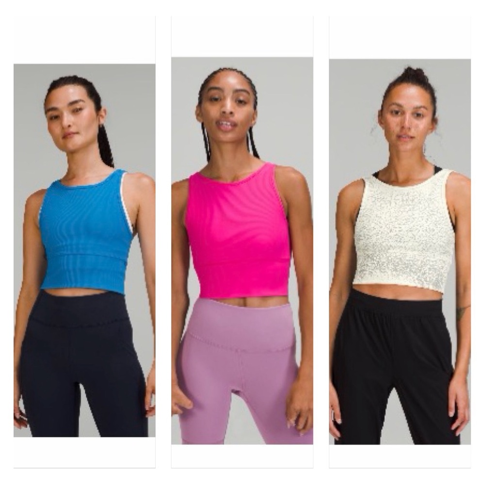 Set of three lululemon power pivot tanks size 8